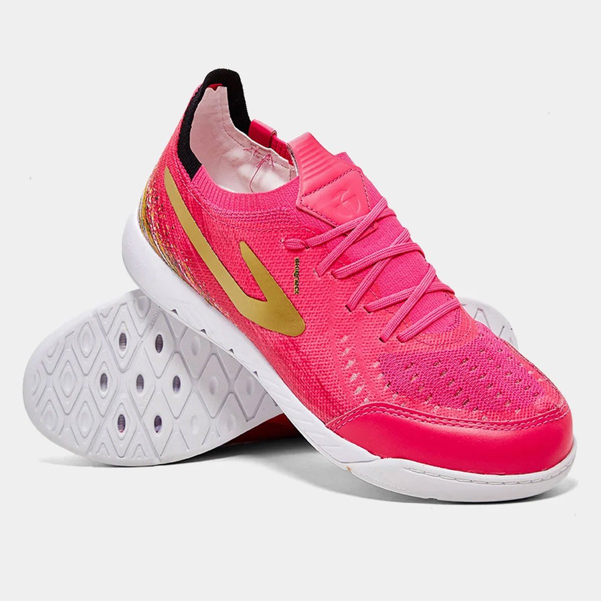 Chuteira Futsal Topper Dominator Fuse II Keeper Unissex Rosa Rosa/Dourado 3