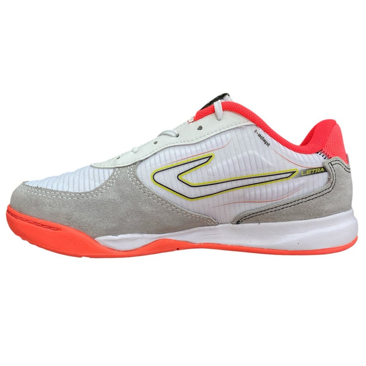 Chuteira Futsal Topper Letra 4 Unissex Branco Coral Branco/Coral 2