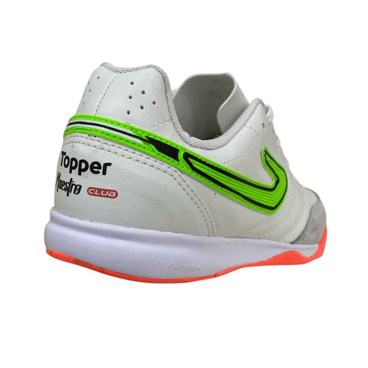 Chuteira Futsal Topper Maestro Club V Unissex Branco Branco/Verde 4