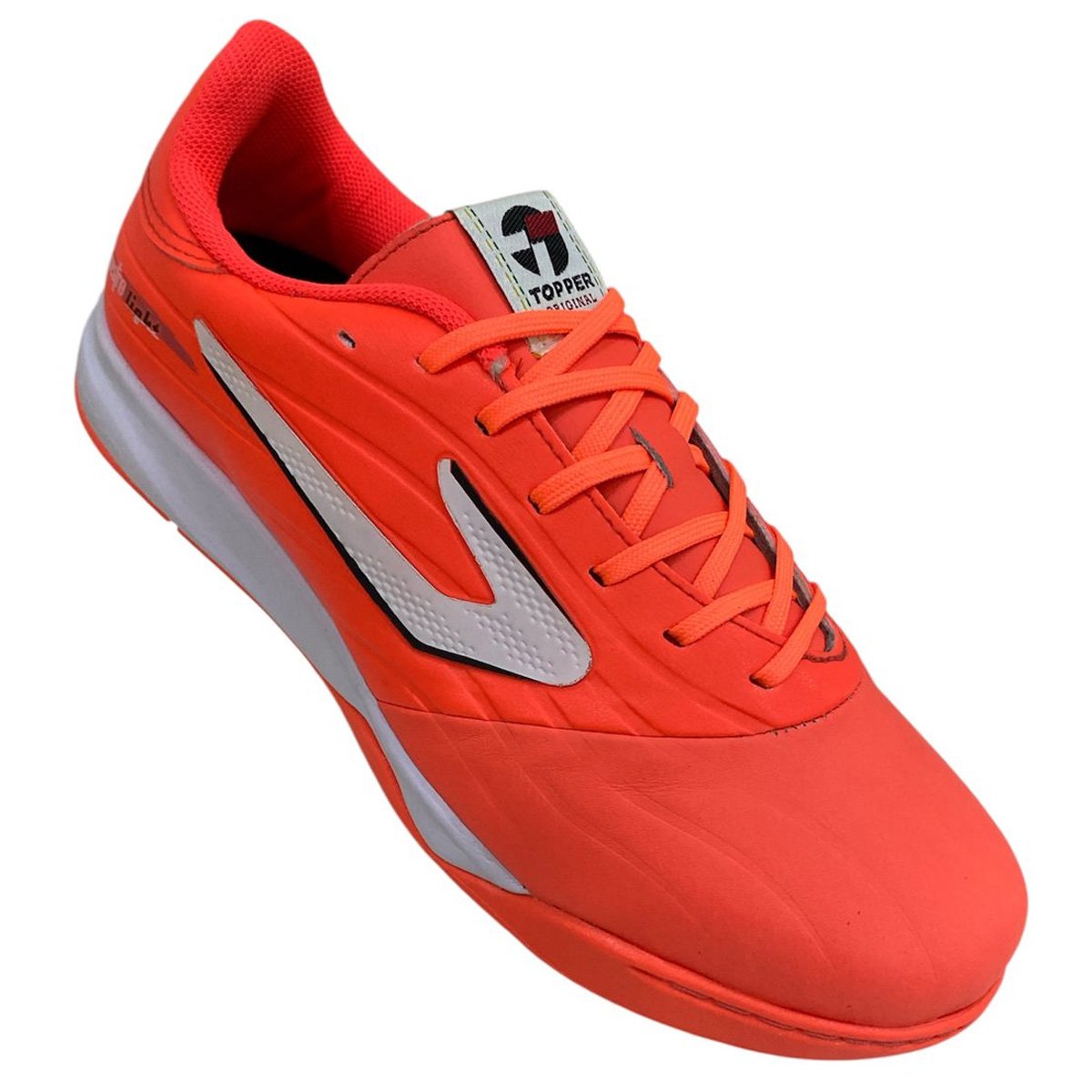 Chuteira Futsal Topper Maestro Light Unissex Coral Laranja/Branco 3