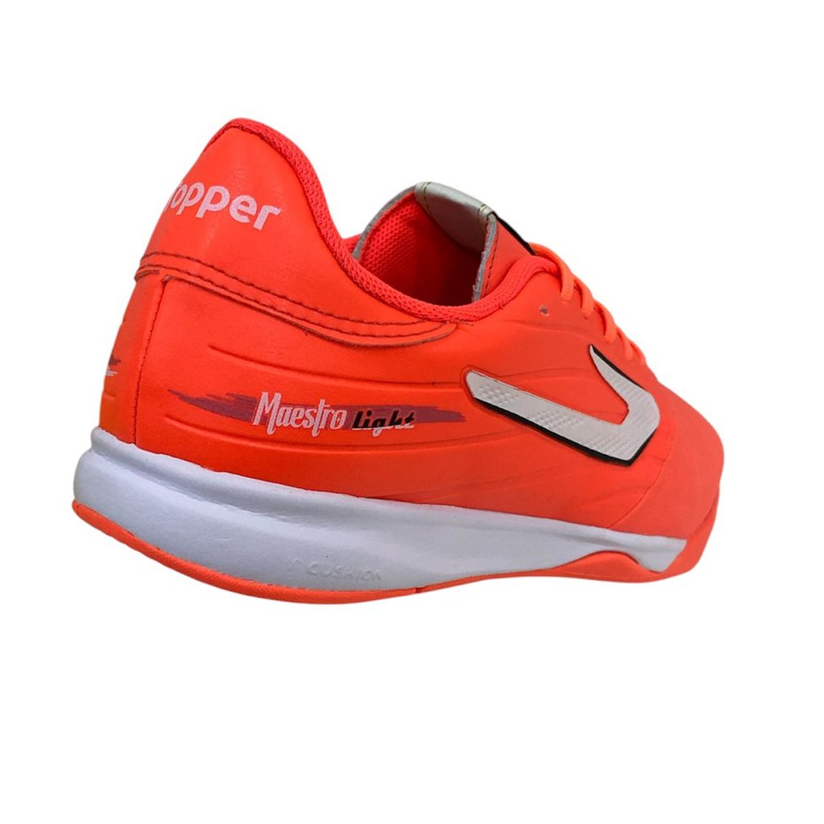 Chuteira Futsal Topper Maestro Light Unissex Coral Laranja/Branco 4