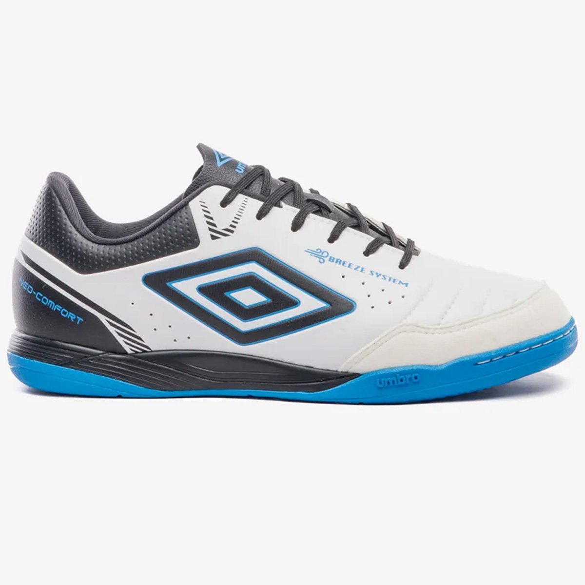 Chuteira Futsal Umbro Neo Comfort Unissex Branco Branco/Preto/Azul 1