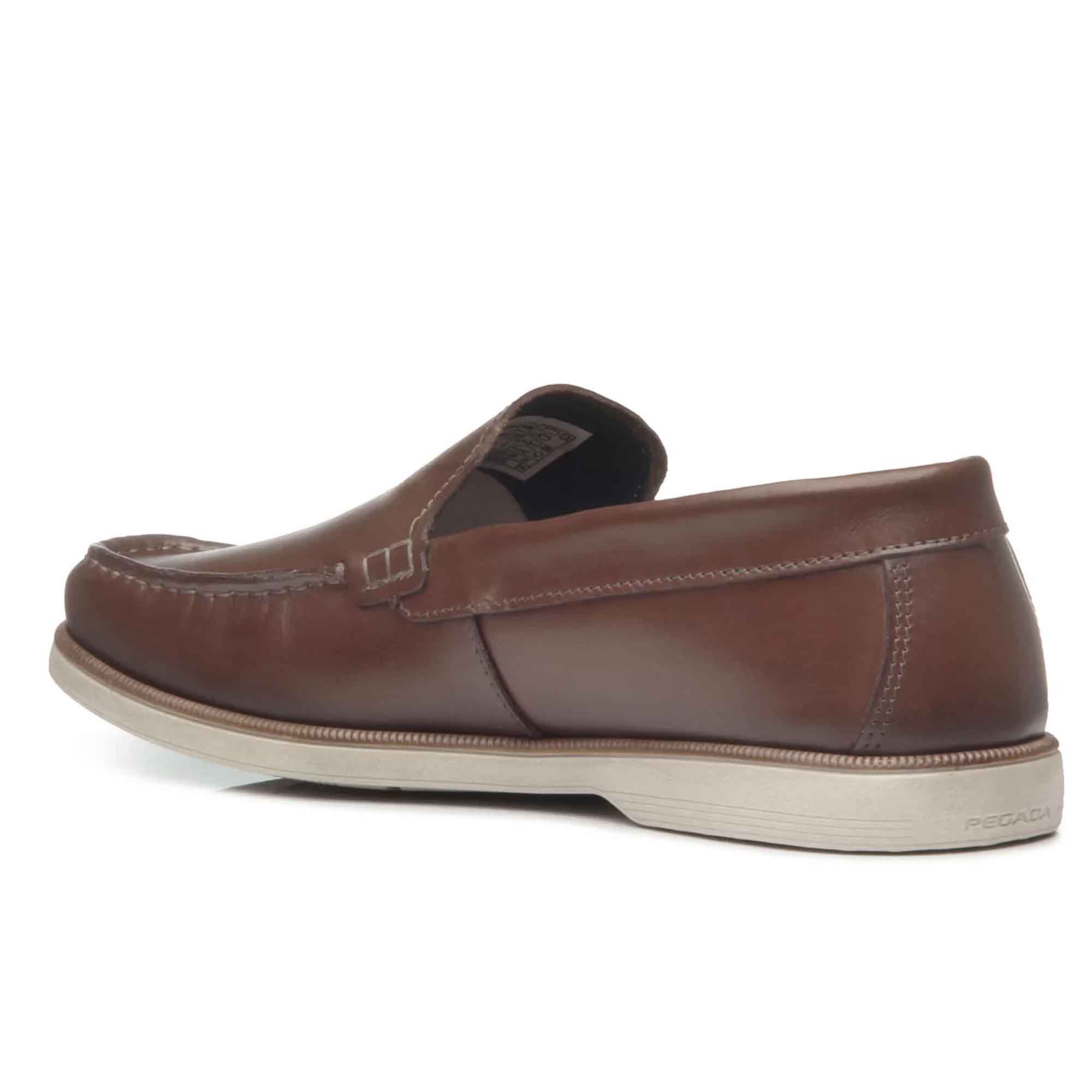 Mocassim Pegada Pinhao Masculino Em couro Casual Confortavel Pinhão 4
