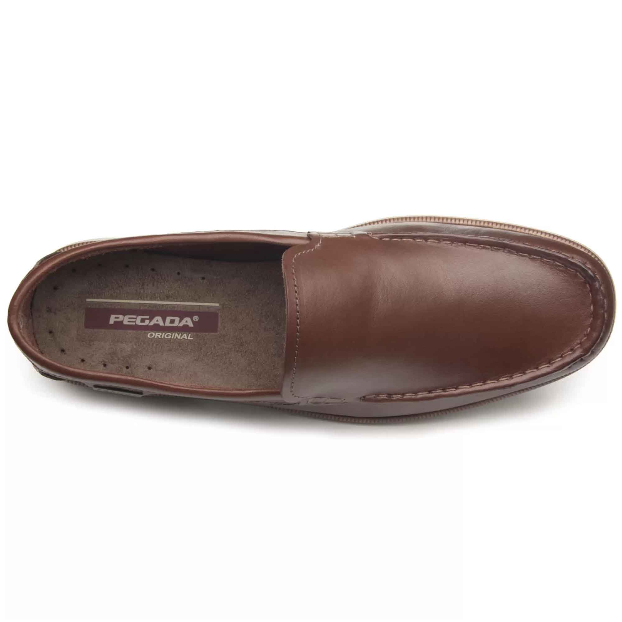 Mocassim Pegada Pinhao Masculino Em couro Casual Confortavel Pinhão 6