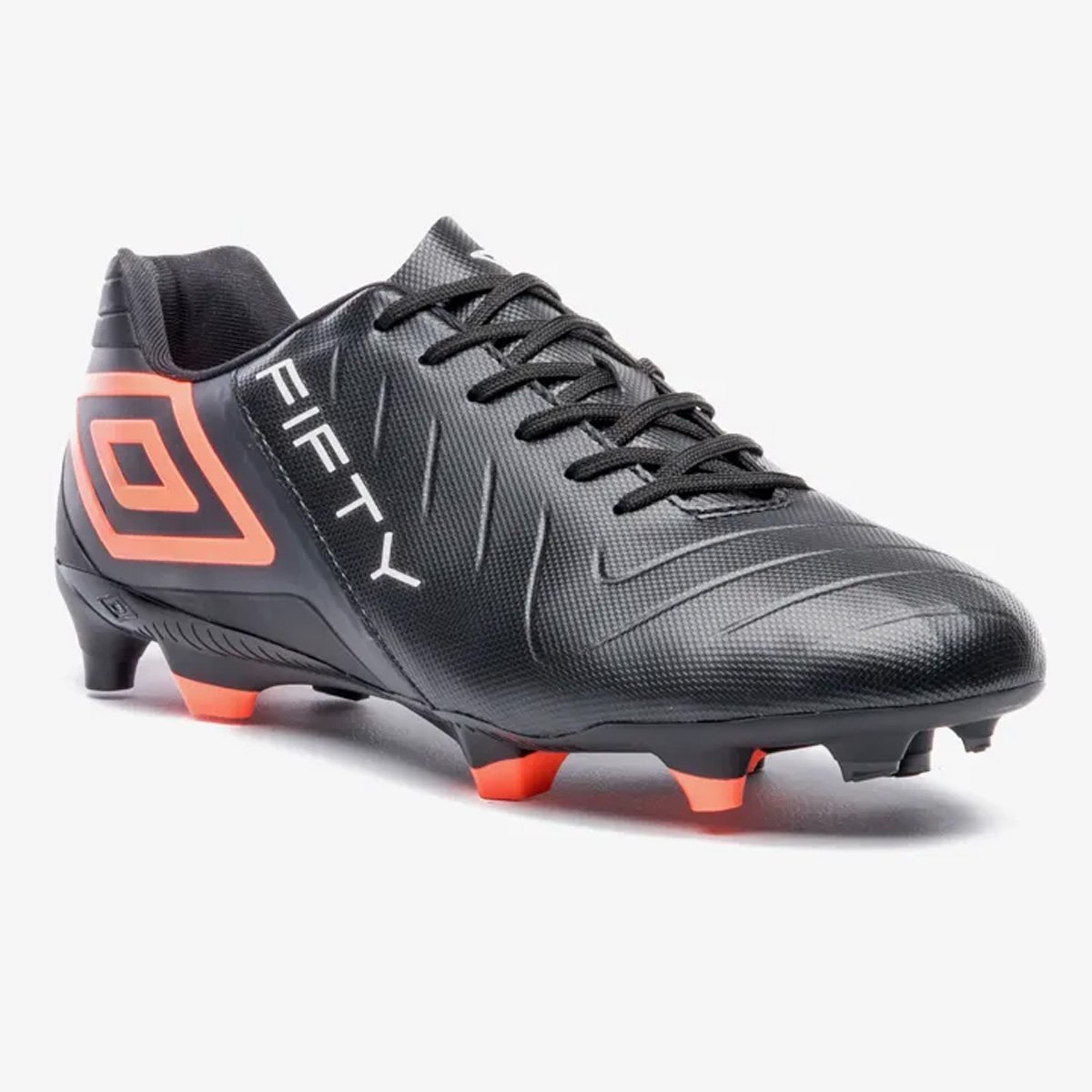 Chuteira Campo Umbro Fifty VI Unissex Preto Preto/Laranja 3