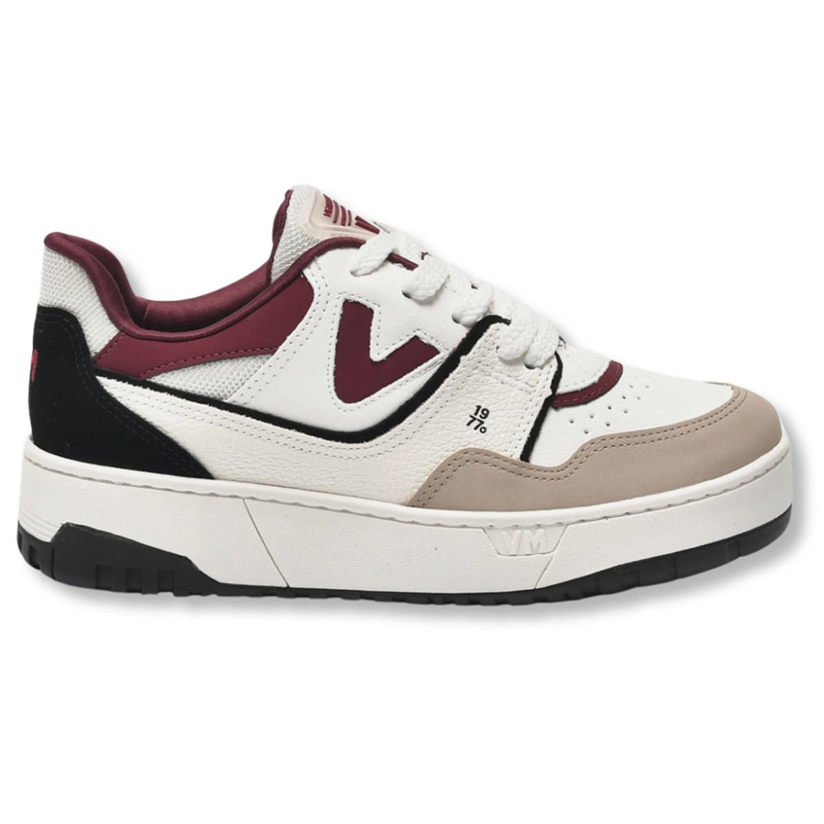 Tenis Via Marte 042-025 Feminino Branco Branco/Bordô 1