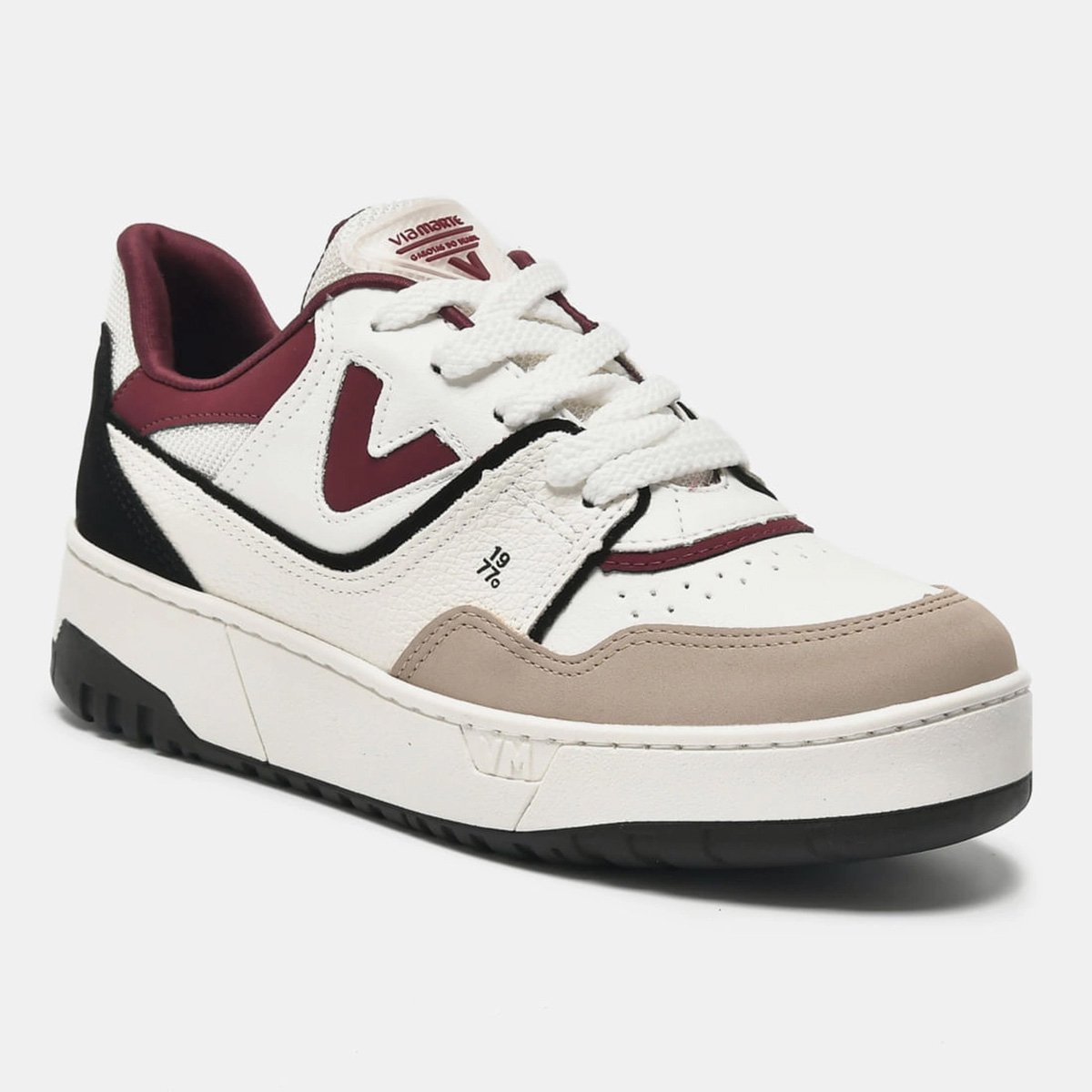 Tenis Via Marte 042-025 Feminino Branco Branco/Bordô 2
