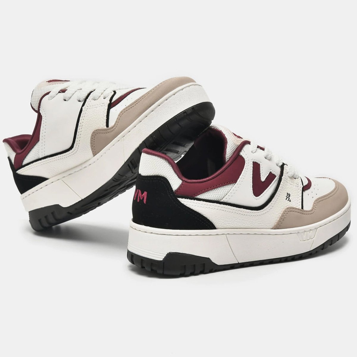 Tenis Via Marte 042-025 Feminino Branco Branco/Bordô 3