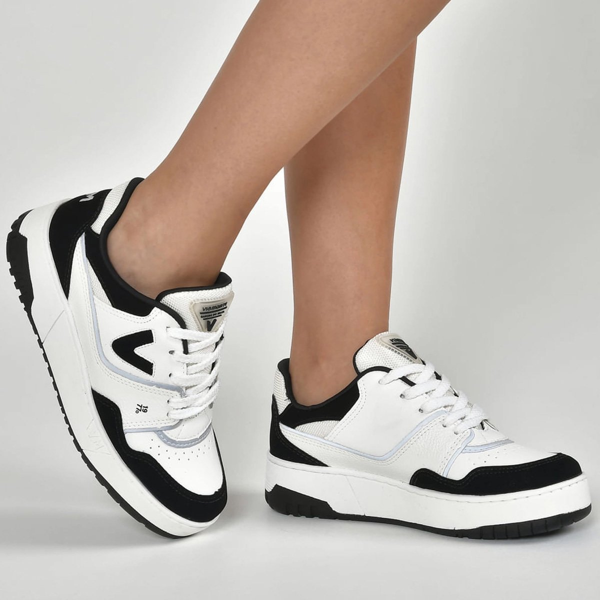Tenis Via Marte 042-022 Feminino Preto Branco/Preto 4