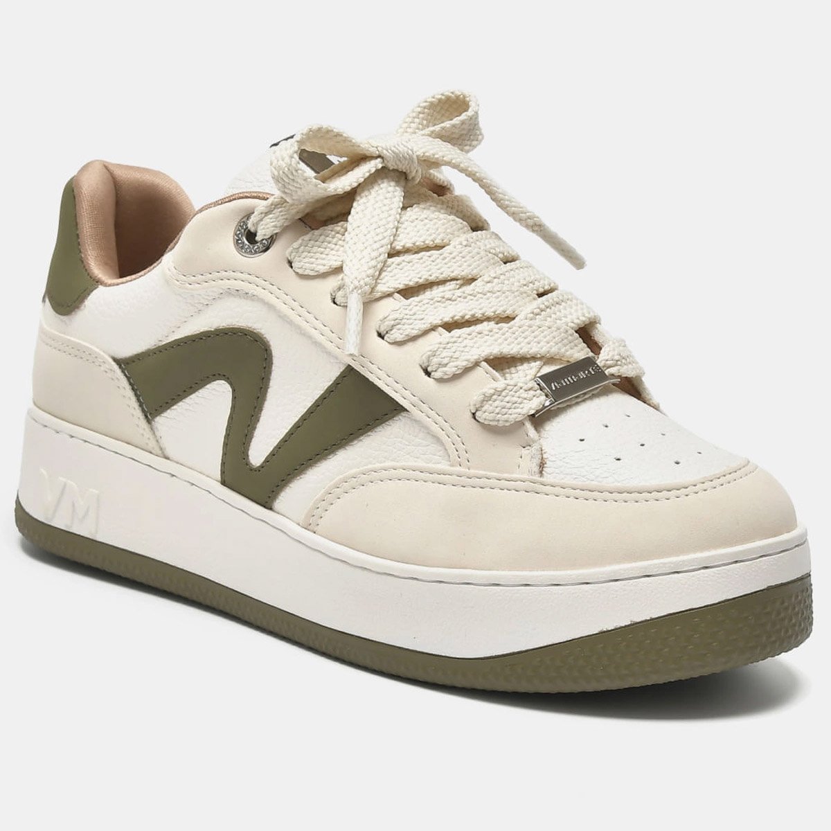 Tenis Via Marte 209-001 Feminino Marfim  Bege/Verde 2