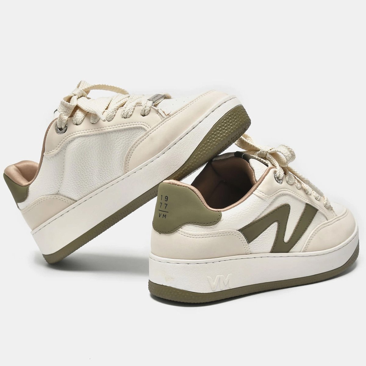 Tenis Via Marte 209-001 Feminino Marfim  Bege/Verde 3