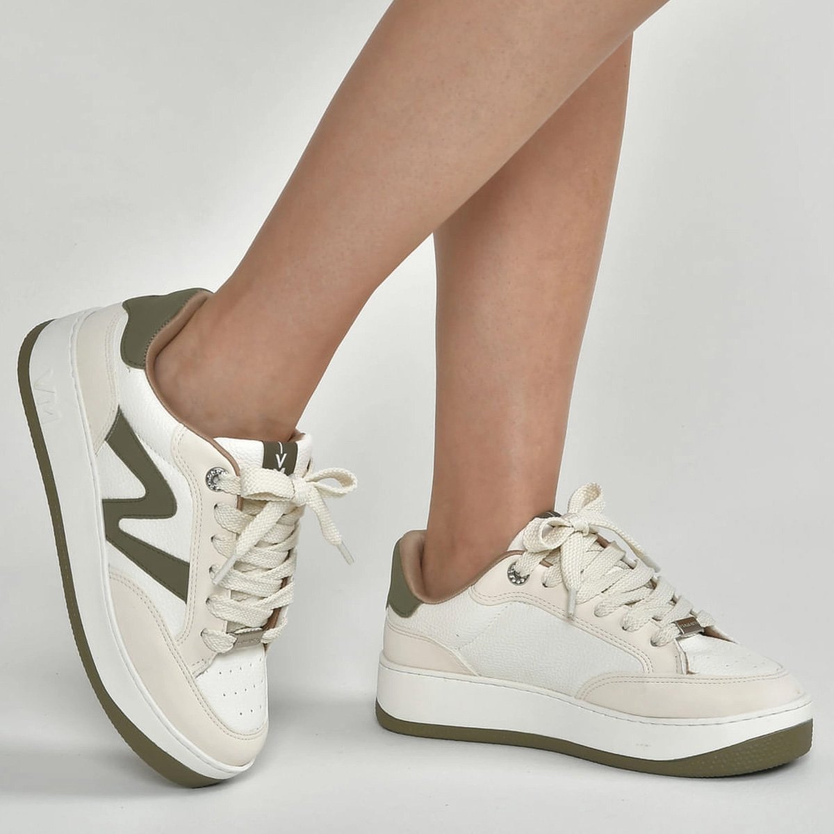 Tenis Via Marte 209-001 Feminino Marfim  Bege/Verde 4
