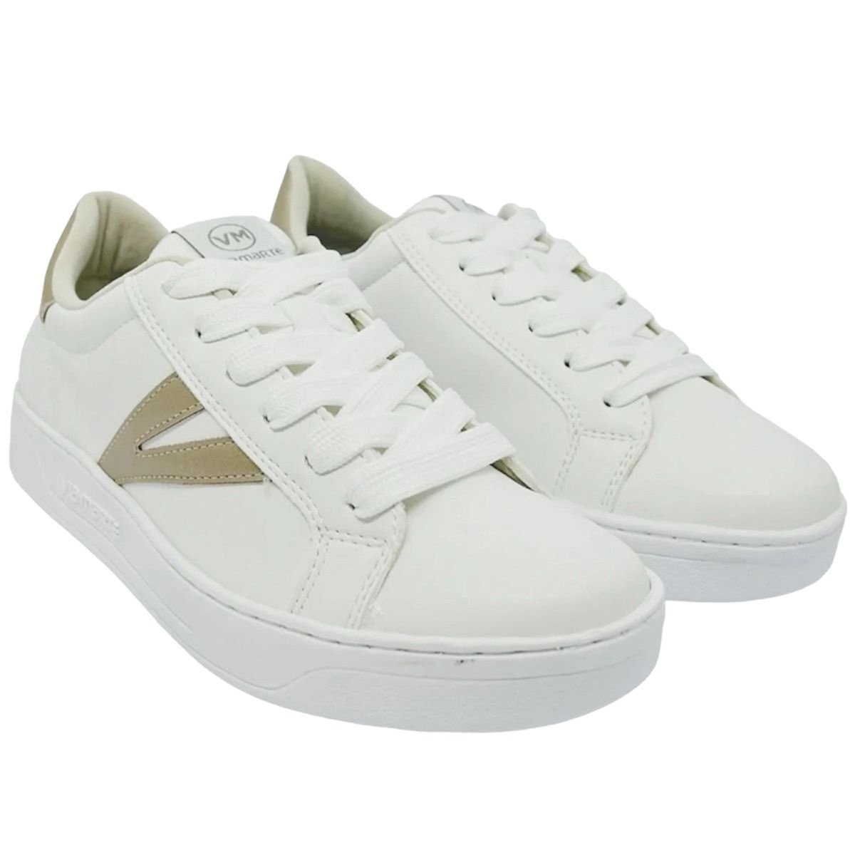 Tenis Via Marte 064-002 Feminino Branco  Branco/Dourado 3