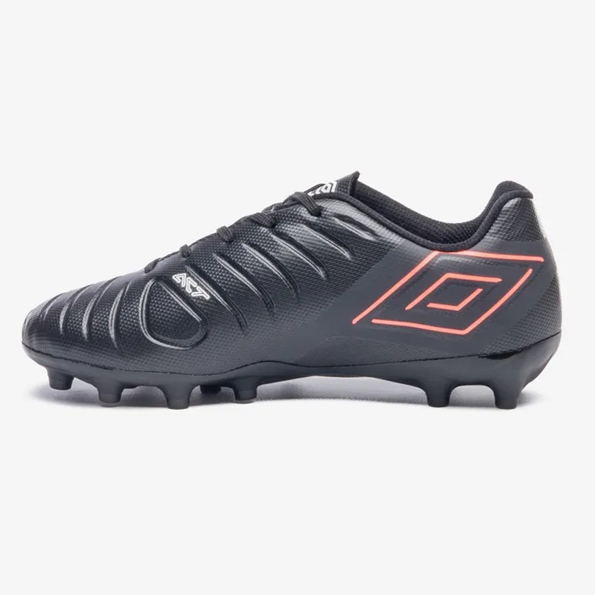 Chuteira Campo Umbro Fifty VI Jr Infantil Preto Coral  Preto/Laranja 2