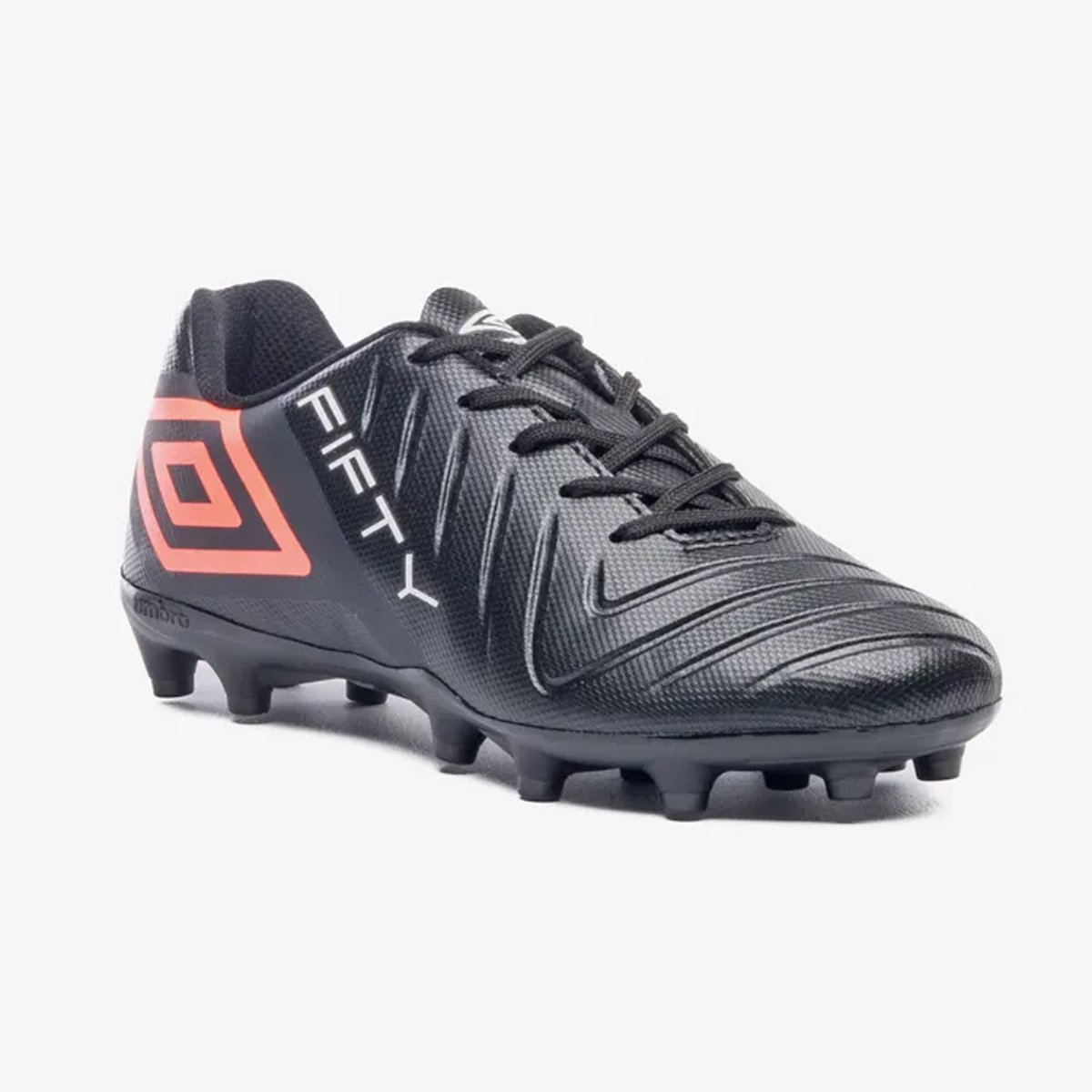 Chuteira Campo Umbro Fifty VI Jr Infantil Preto Coral  Preto/Laranja 3