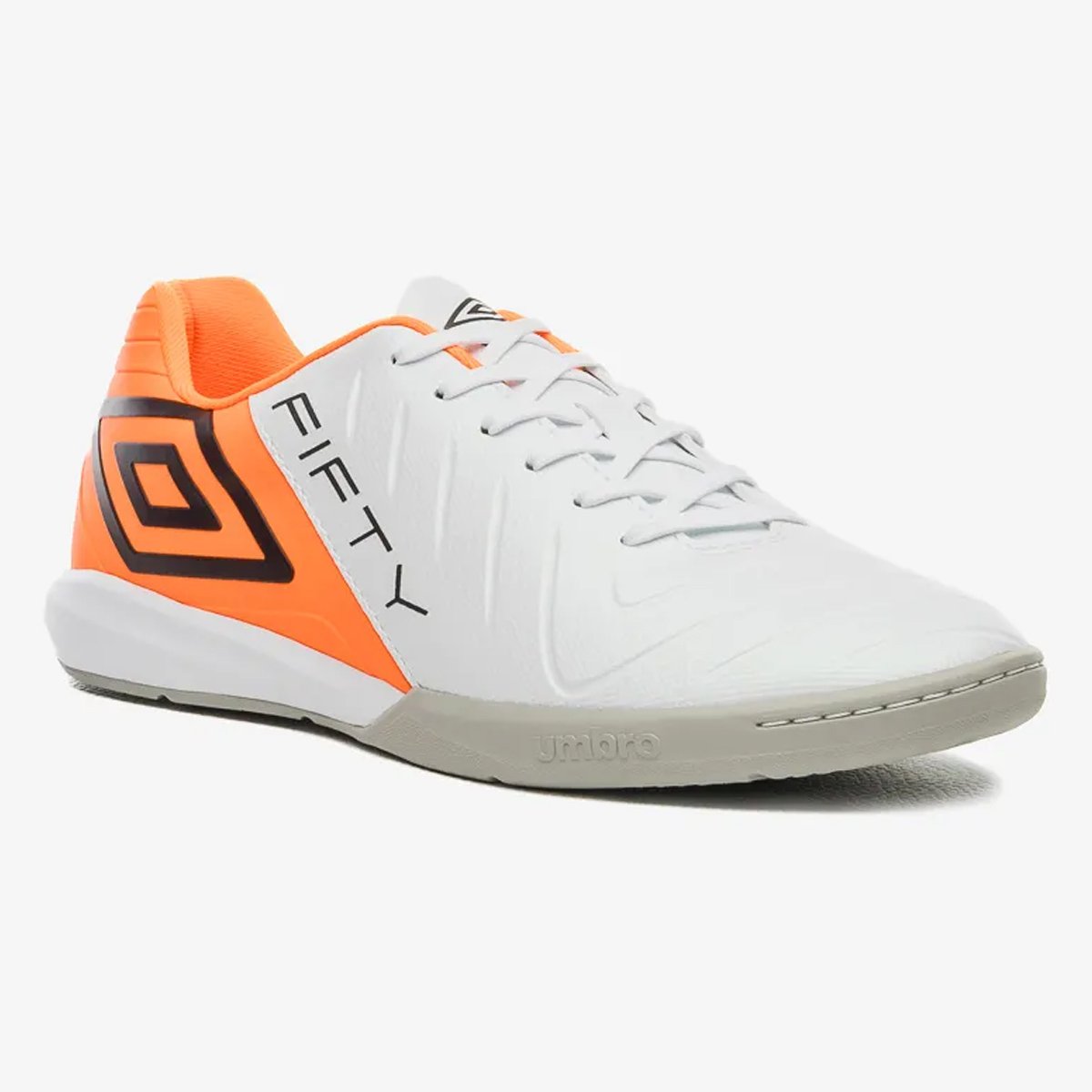 Chuteira Futsal Umbro Fifty VI Branco Branco/Laranja 3