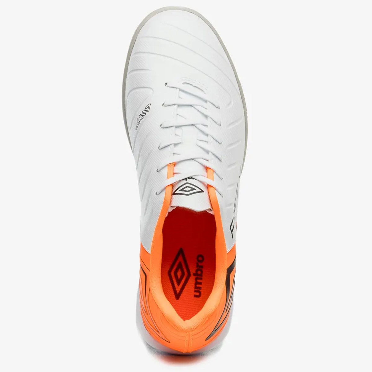 Chuteira Futsal Umbro Fifty VI Branco Branco/Laranja 4