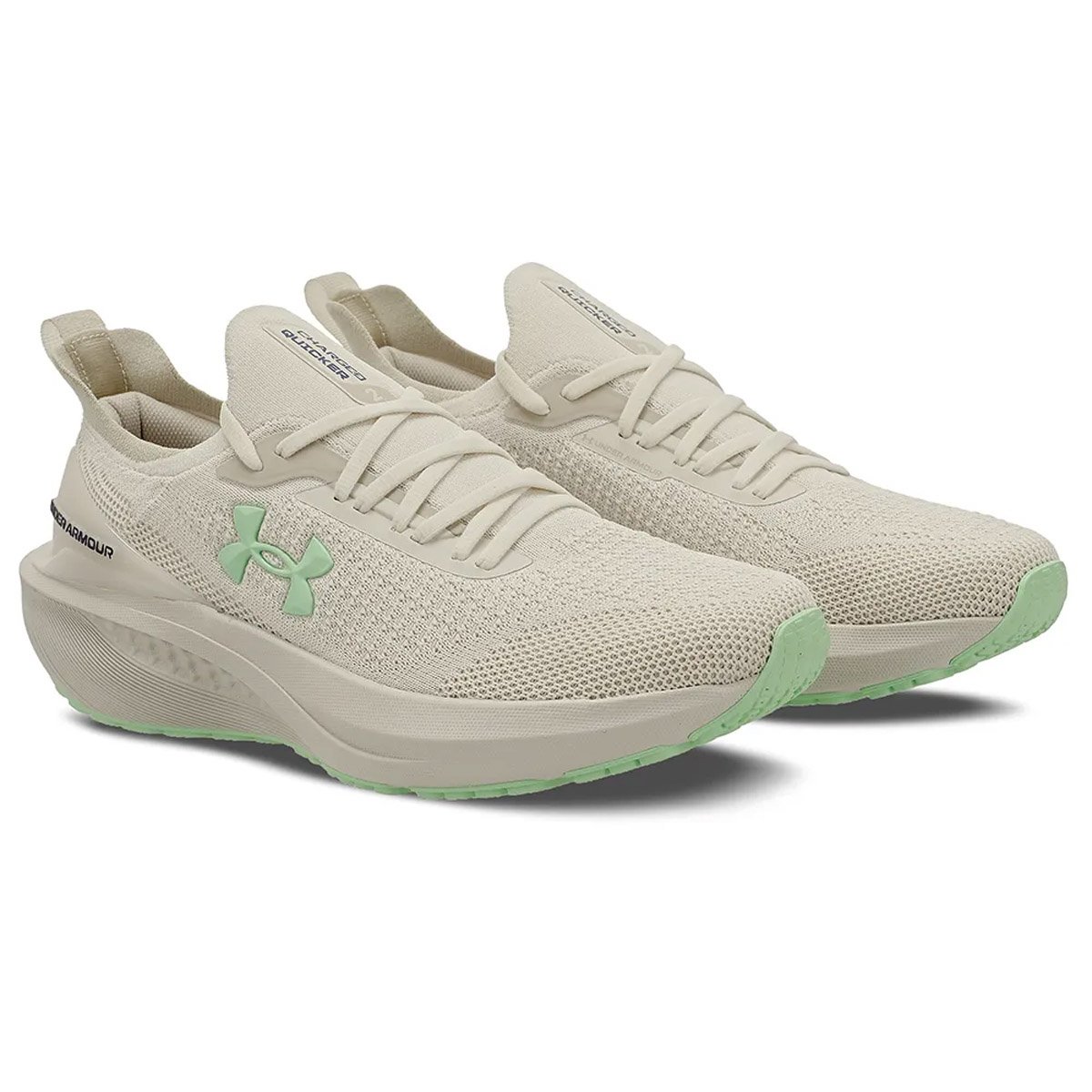 Tenis Under Armour Charged Quicker 2 Feminino Off White Bege/Verde 3