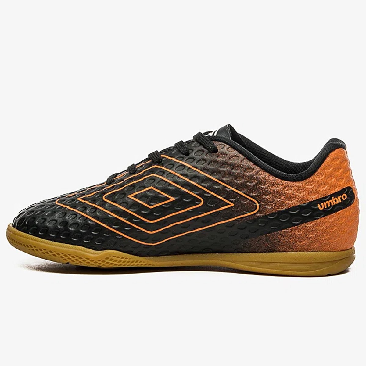 Tenis Futsal Umbro Warskin Jr Infantil Preto Preto/Laranja 2