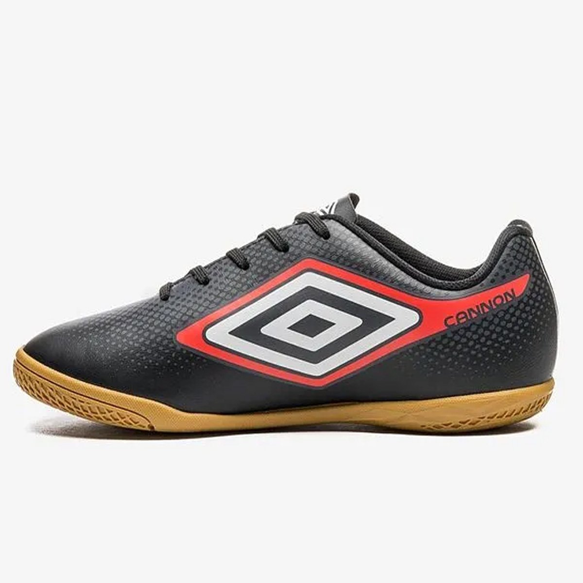 Chuteira Futsal Umbro Cannon Infantil Preto Vermelho Preto 2
