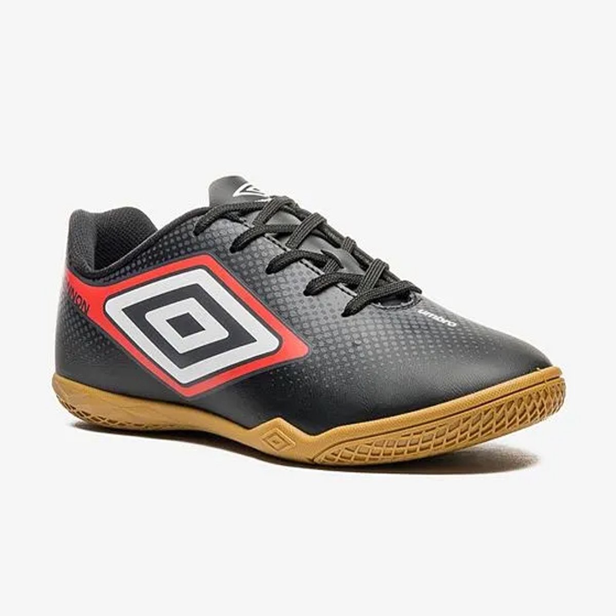 Chuteira Futsal Umbro Cannon Infantil Preto Vermelho Preto 3