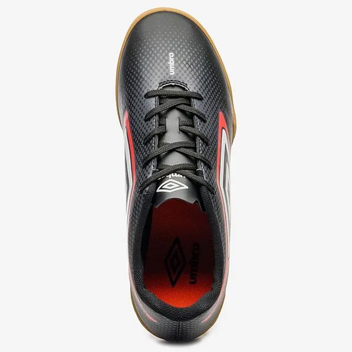 Chuteira Futsal Umbro Cannon Infantil Preto Vermelho Preto 4