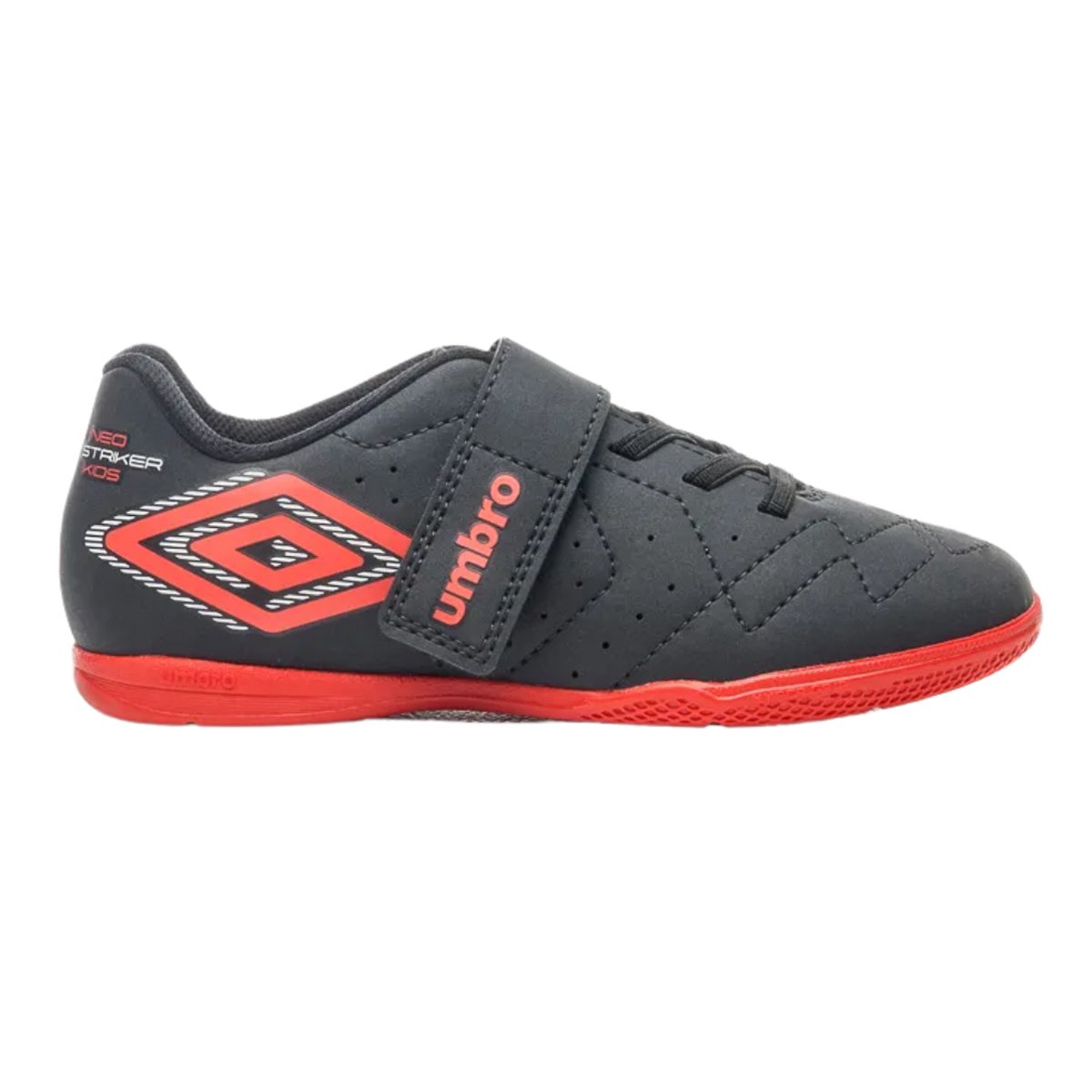 Tenis Futsal Umbro Neo Striker Infantil Preto Vermelho