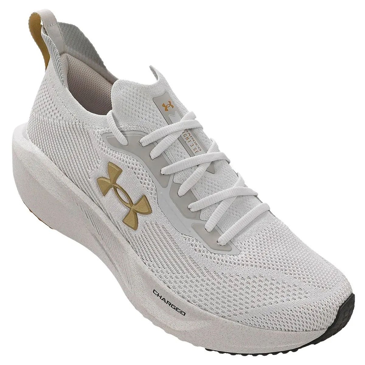 Tenis Under Armour Charged Slight 3 SE Unissex Branco Branco/Dourado 2
