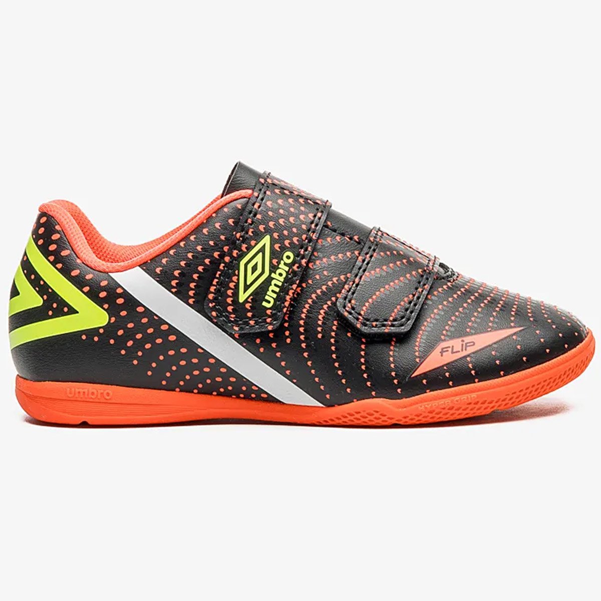 Chuteira Futsal Umbro Flip Kids Infantil Preto Preto/Laranja 1