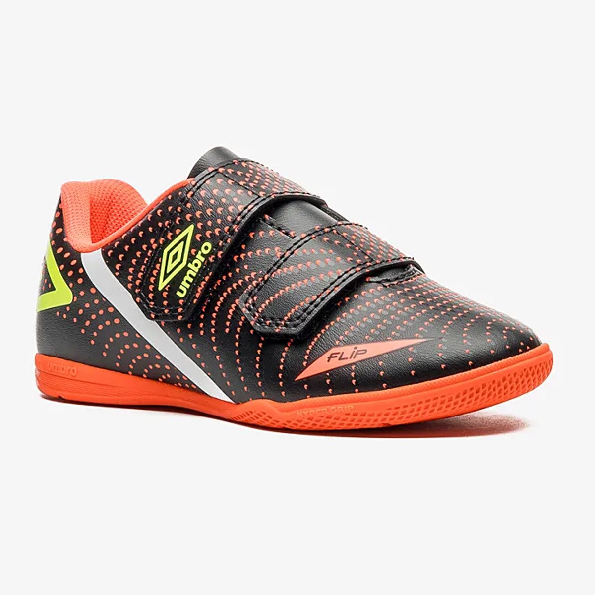 Chuteira Futsal Umbro Flip Kids Infantil Preto Preto/Laranja 3
