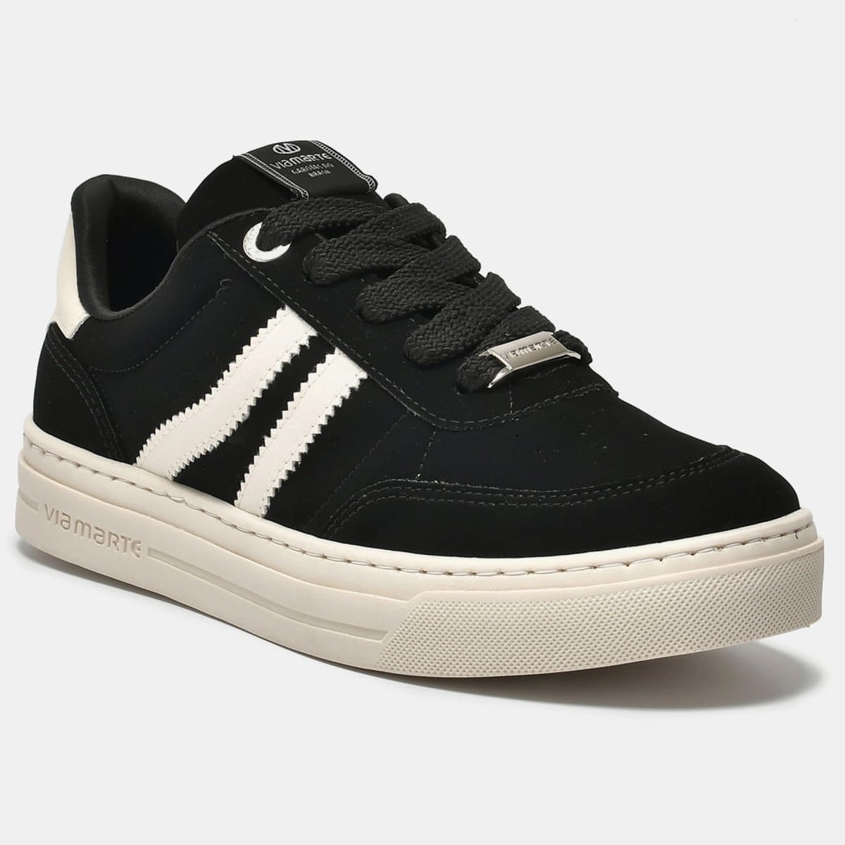 Tenis Via Marte 281-001 Feminino Preto Preto/Marfim 2