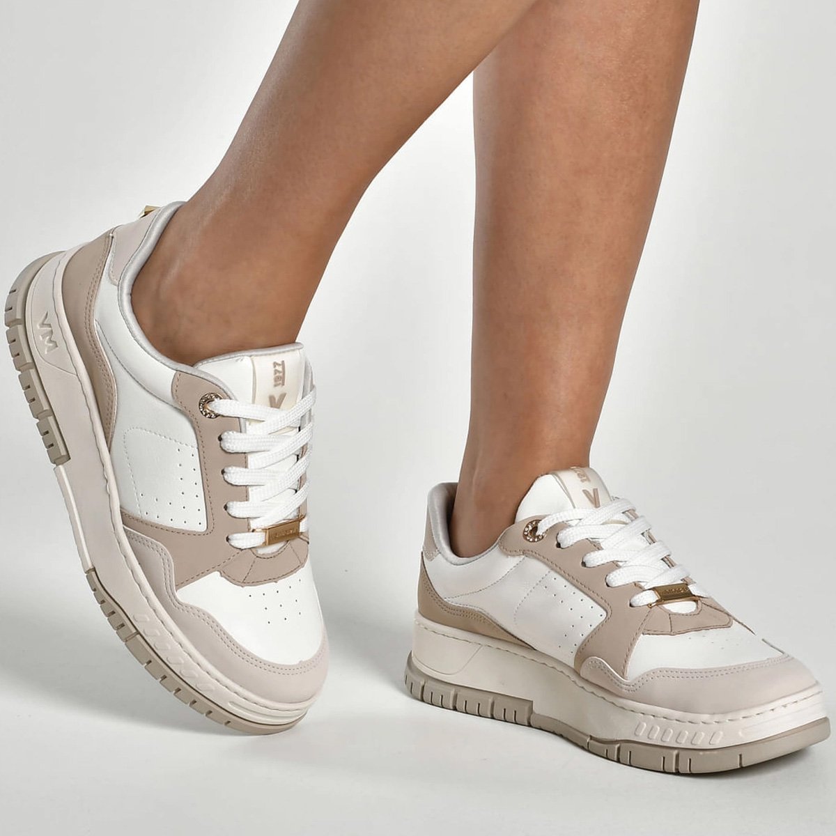 Tenis Via Marte 219-002 Feminino Saara Branco/Bege 4