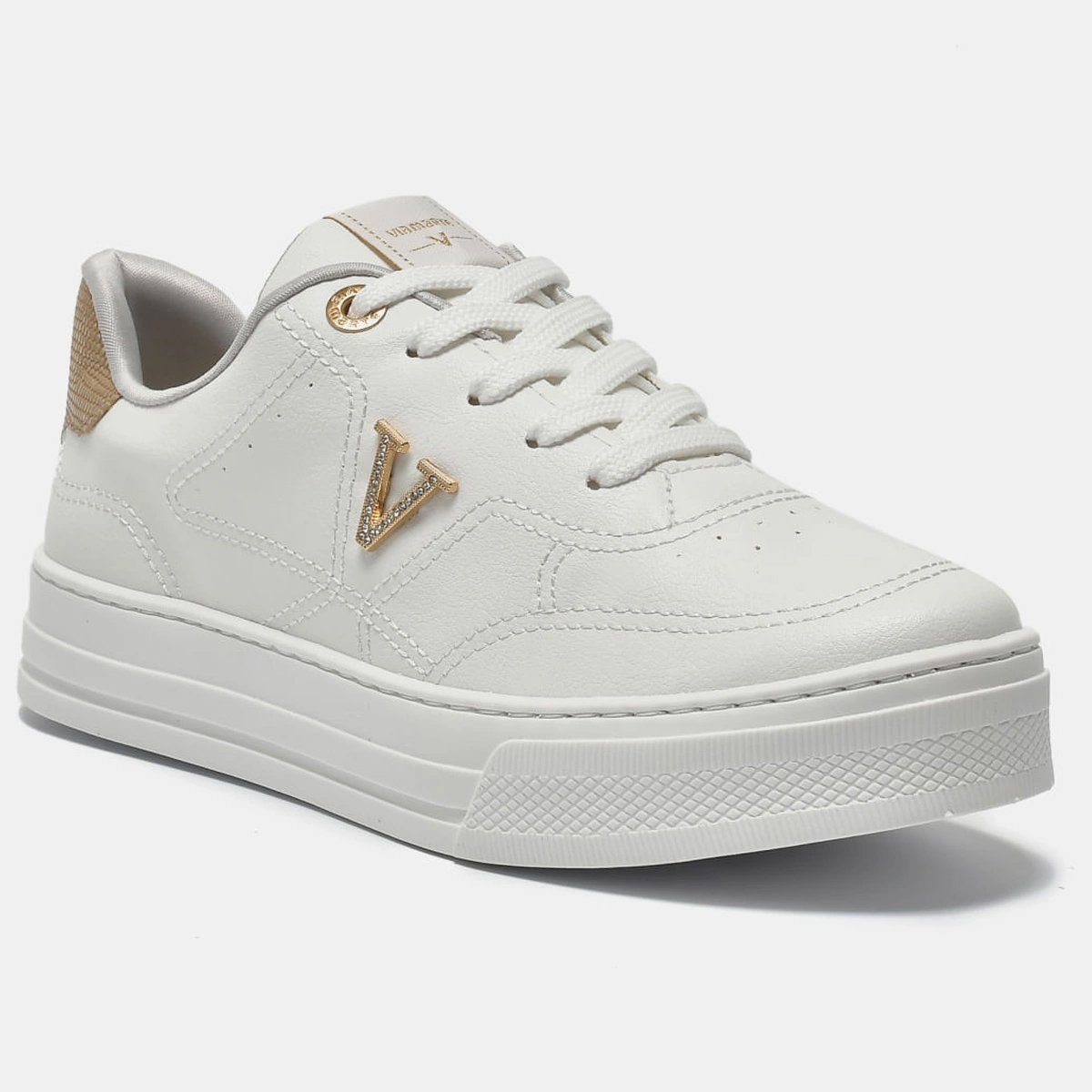 Tenis Via Marte 027-031 Feminino Branco Branco/Dourado 2
