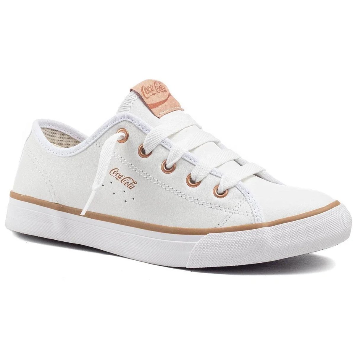 Tenis Coca Cola Stream Leather Feminino Branco Branco 2