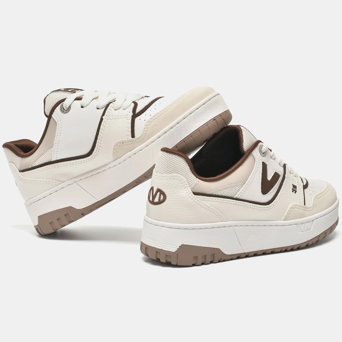 Tenis Via Marte 042-027 Feminino Marfim Branco/Marrom 3