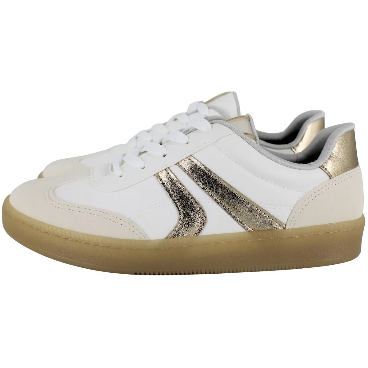 Tenis Via Marte 213-012 Feminino Marfim Branco/Dourado 3