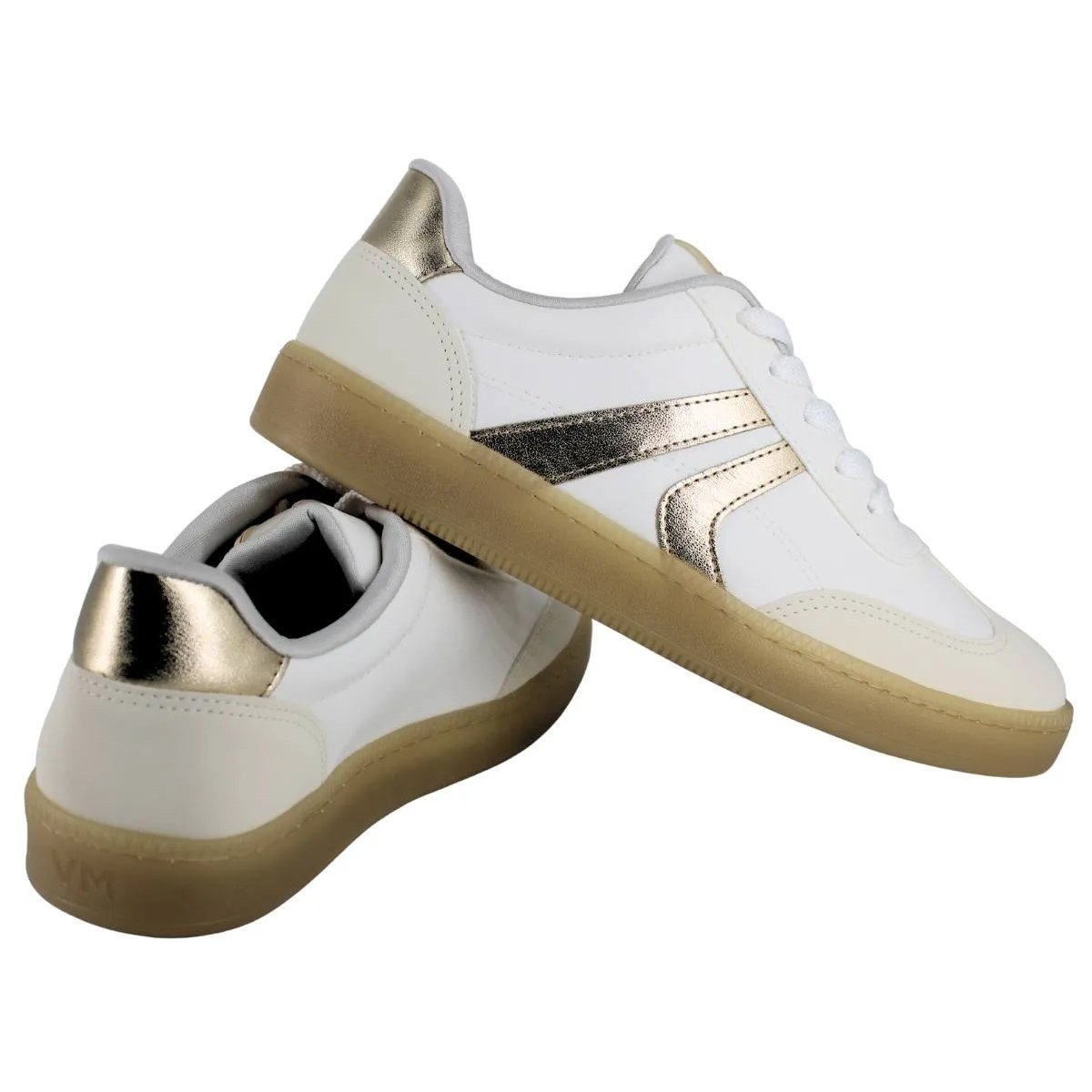 Tenis Via Marte 213-012 Feminino Marfim Branco/Dourado 4