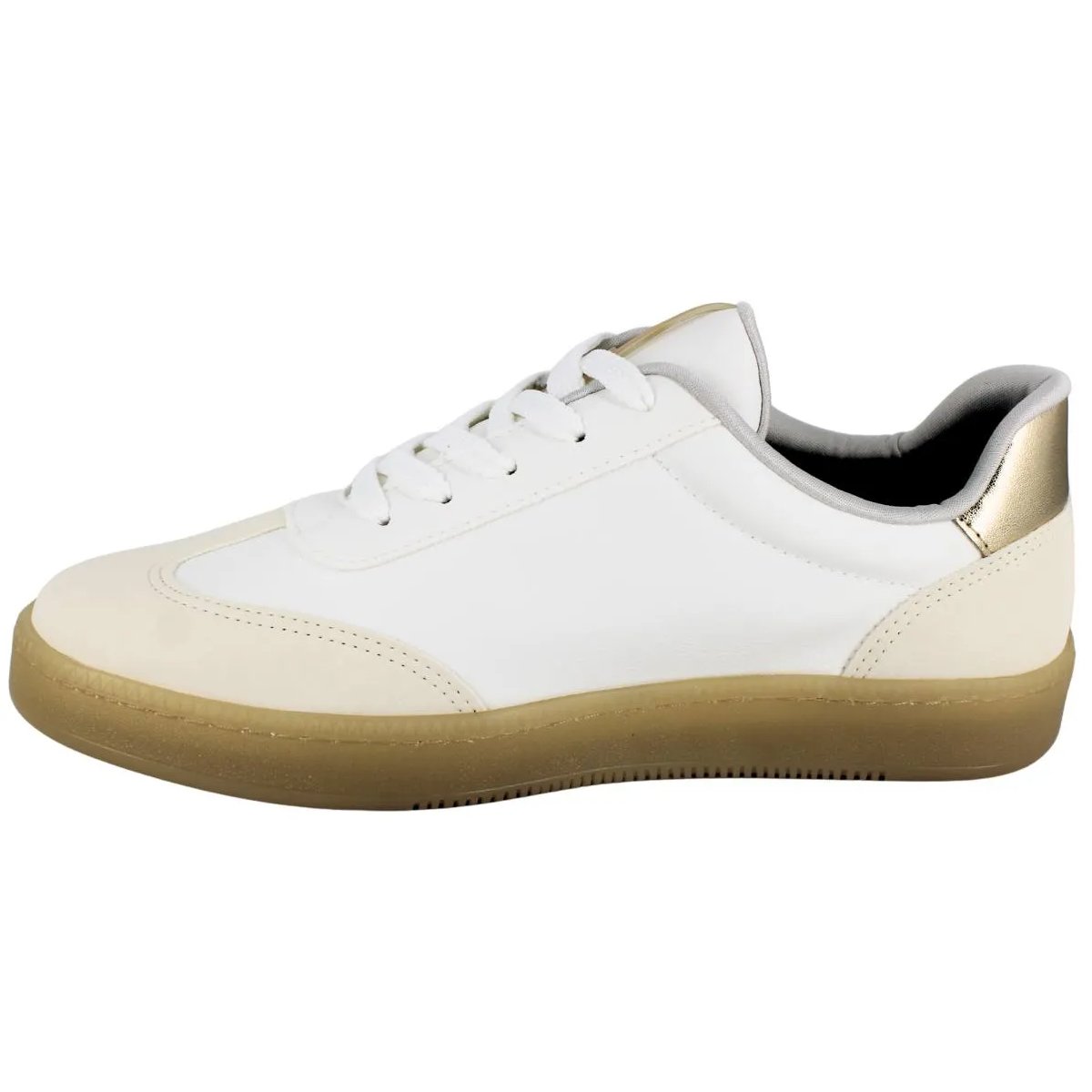 Tenis Via Marte 213-012 Feminino Marfim Branco/Dourado 5