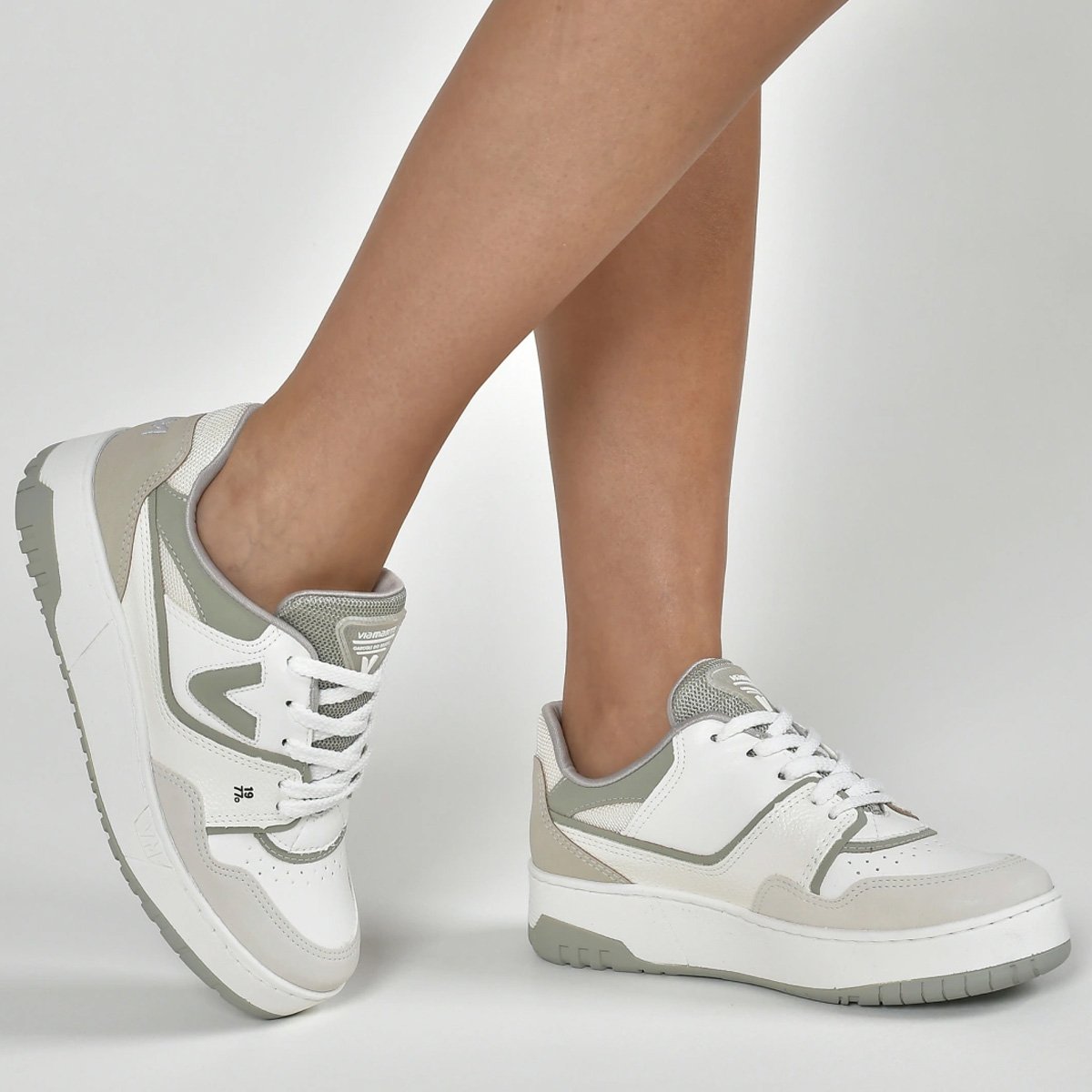 Tenis Via Marte 042-021 Feminino Gelo Branco/Bege 4