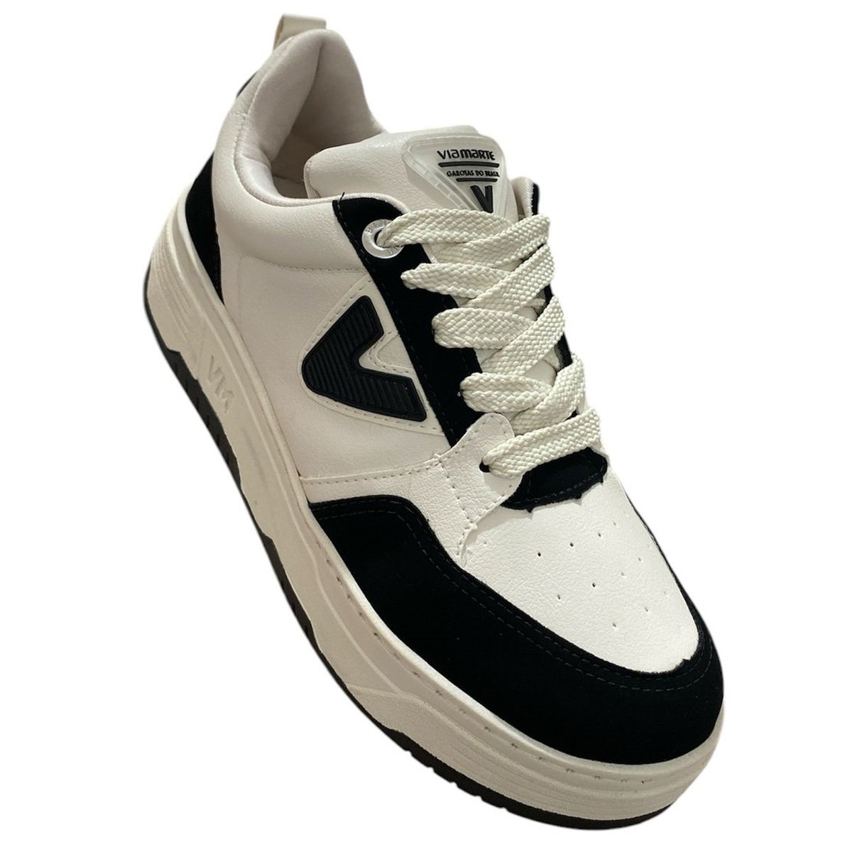 Tenis Via Marte 225-001 Feminino Preto Marfim Branco/Preto 3