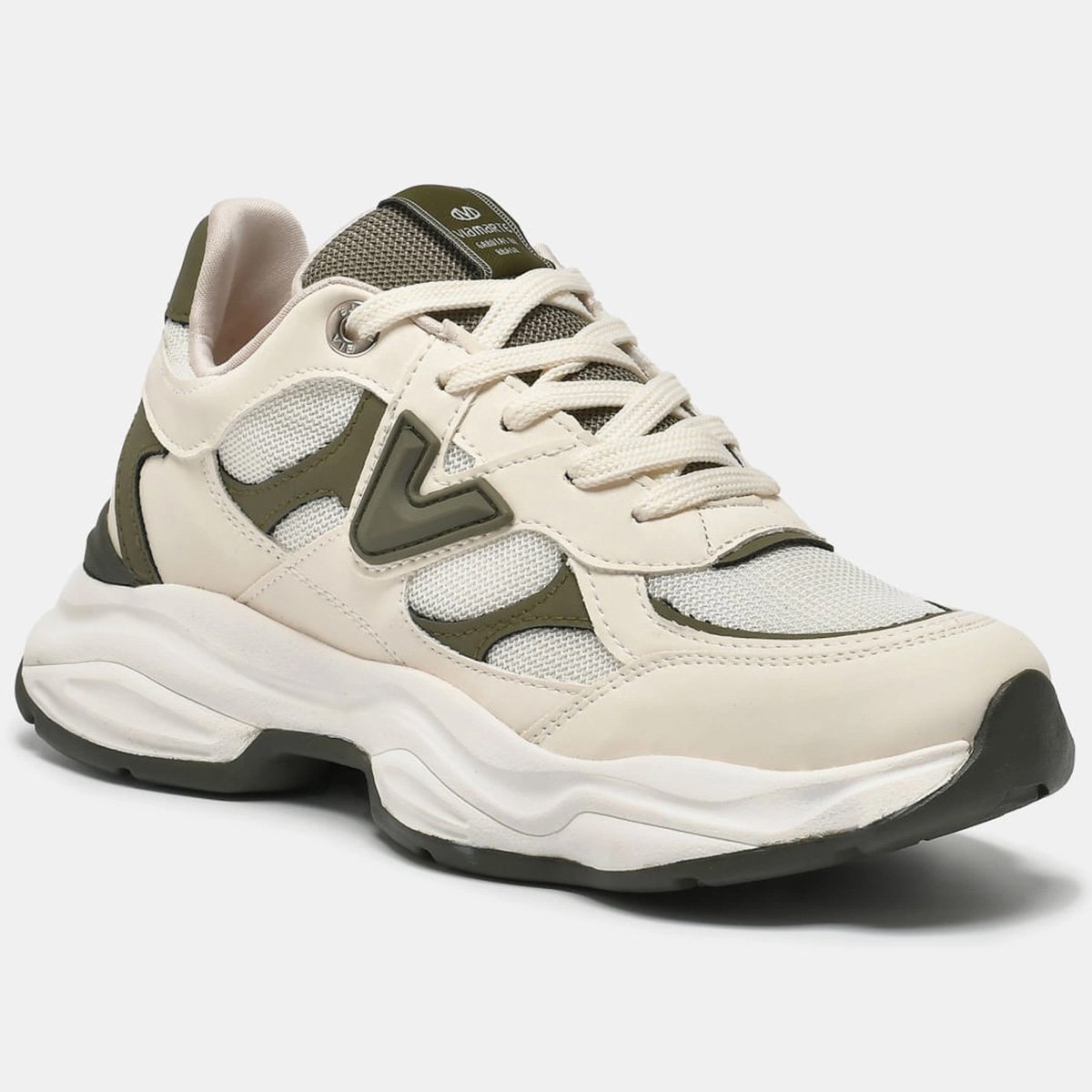 Tenis Via Marte 158-023 Feminino Bosque Bege/Verde 2