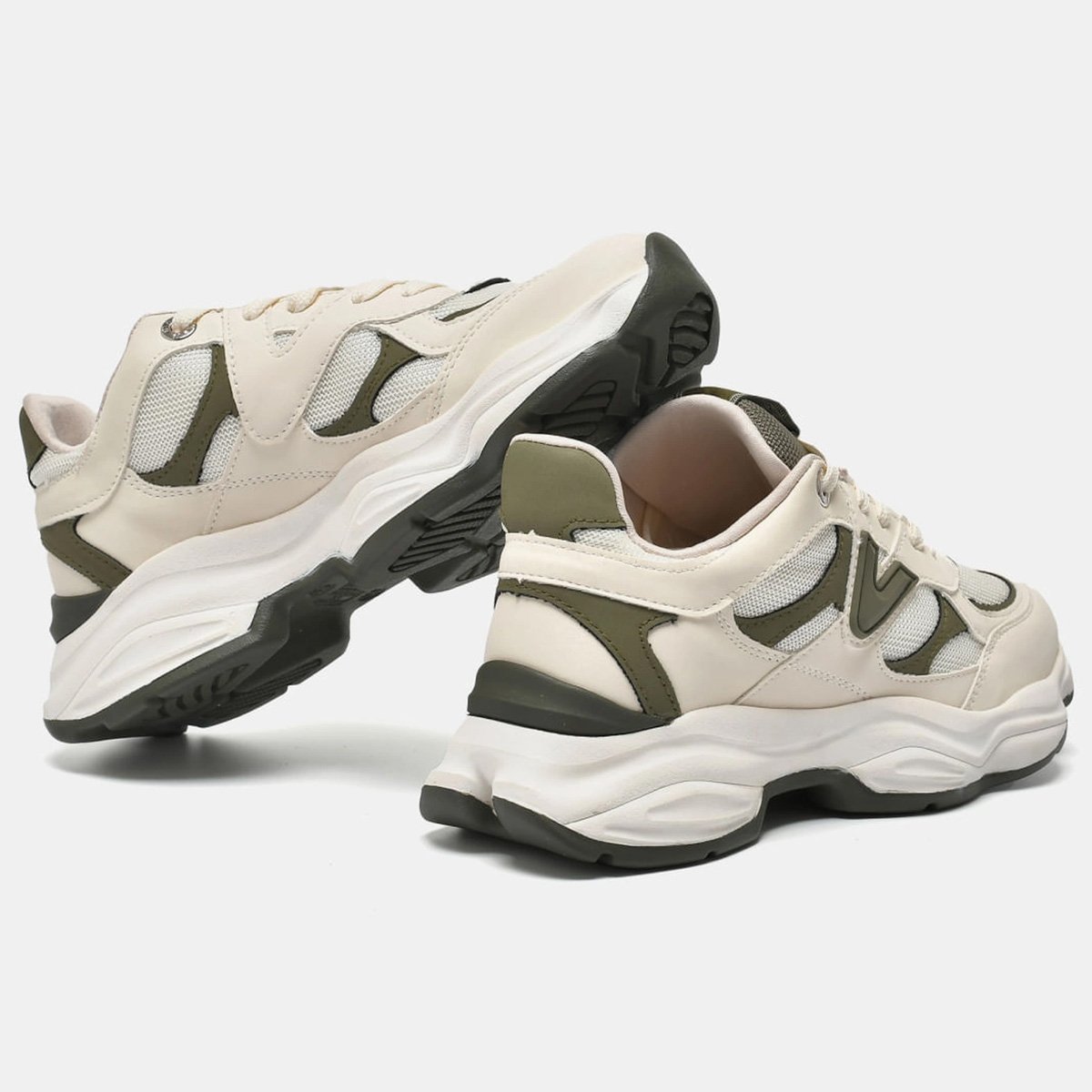 Tenis Via Marte 158-023 Feminino Bosque Bege/Verde 3