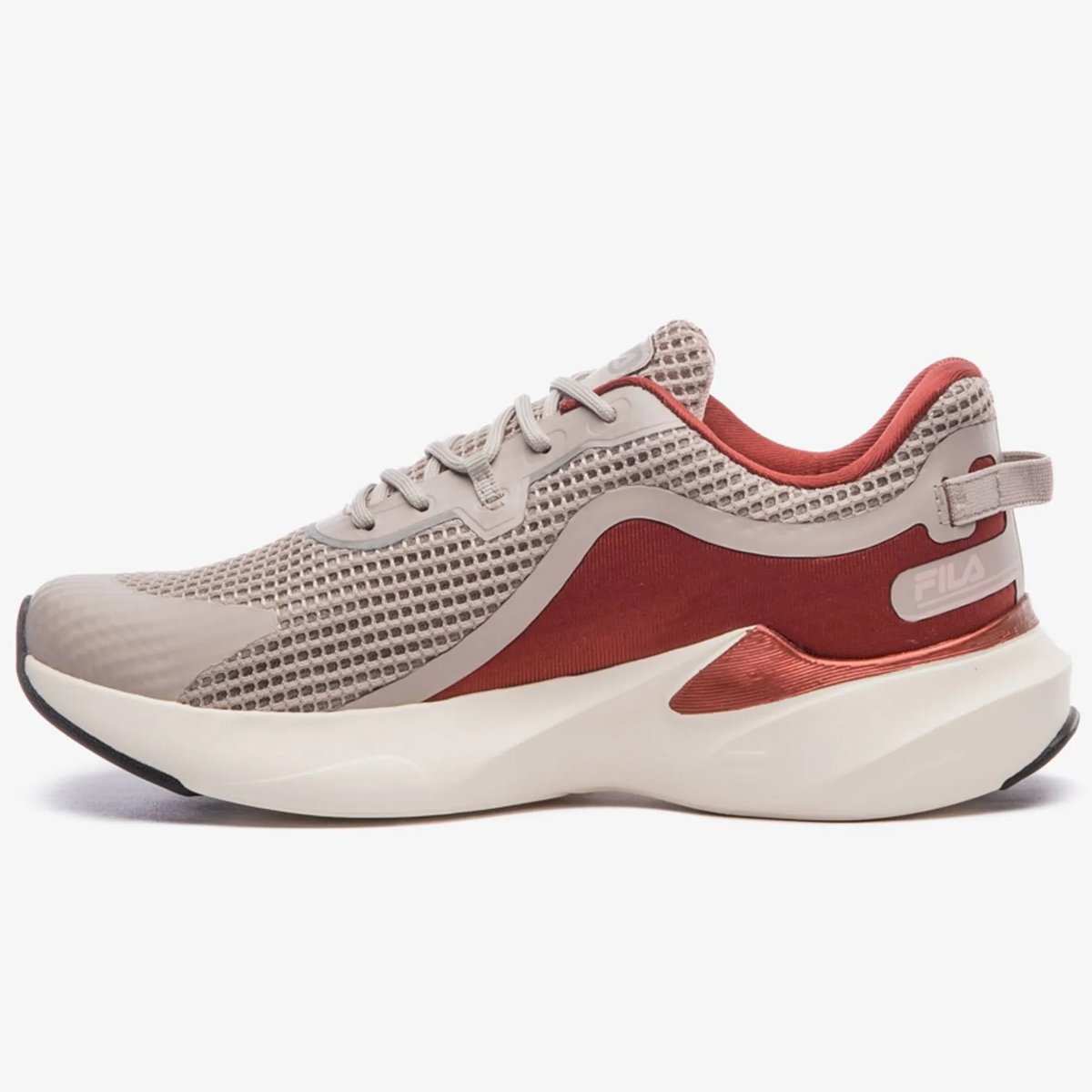 Tenis Fila Recovery Feminino Castanho Bege/Vermelho 2