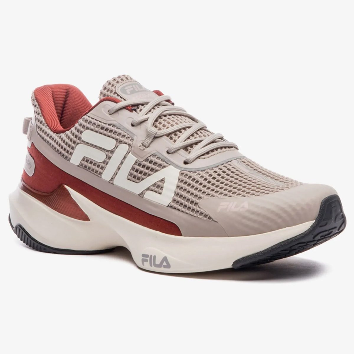 Tenis Fila Recovery Feminino Castanho Bege/Vermelho 3