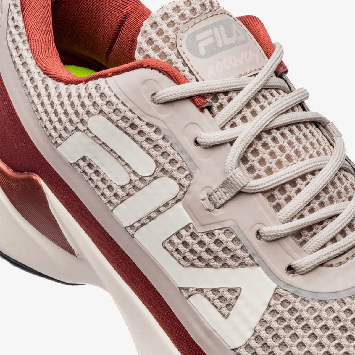 Tenis Fila Recovery Feminino Castanho Bege/Vermelho 8