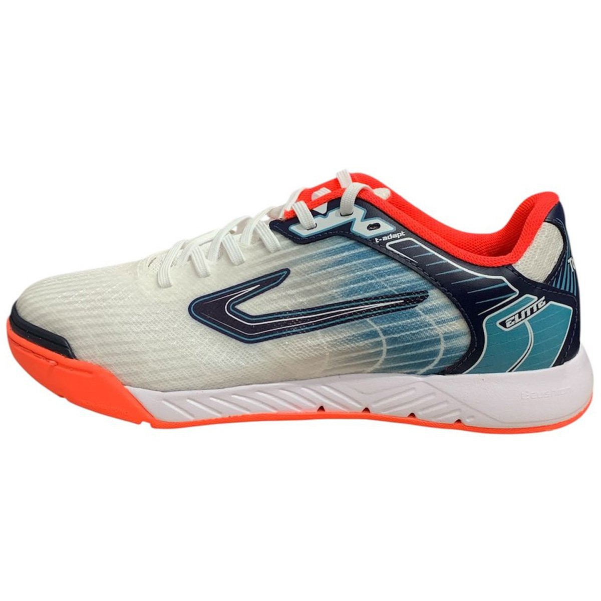 Chuteira Futsal Elite Topper Branco Coral Branco/Coral/Azul 2