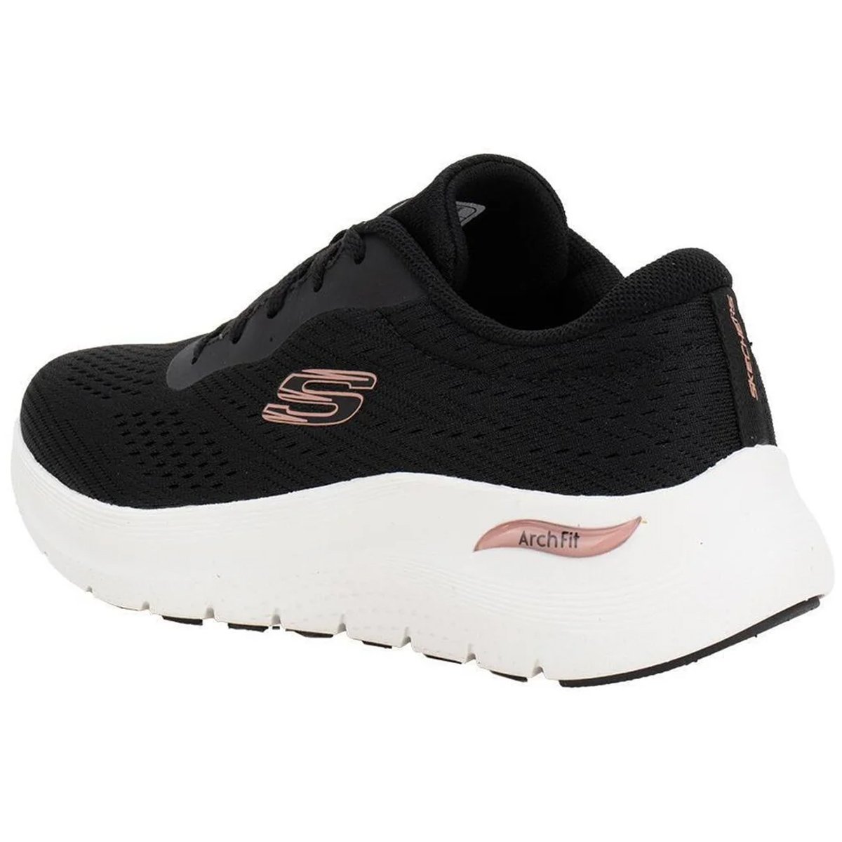 Tenis Skechers Arch Fit 2.0 Big League Feminino Preto Preto/Rosa/Dourado 4