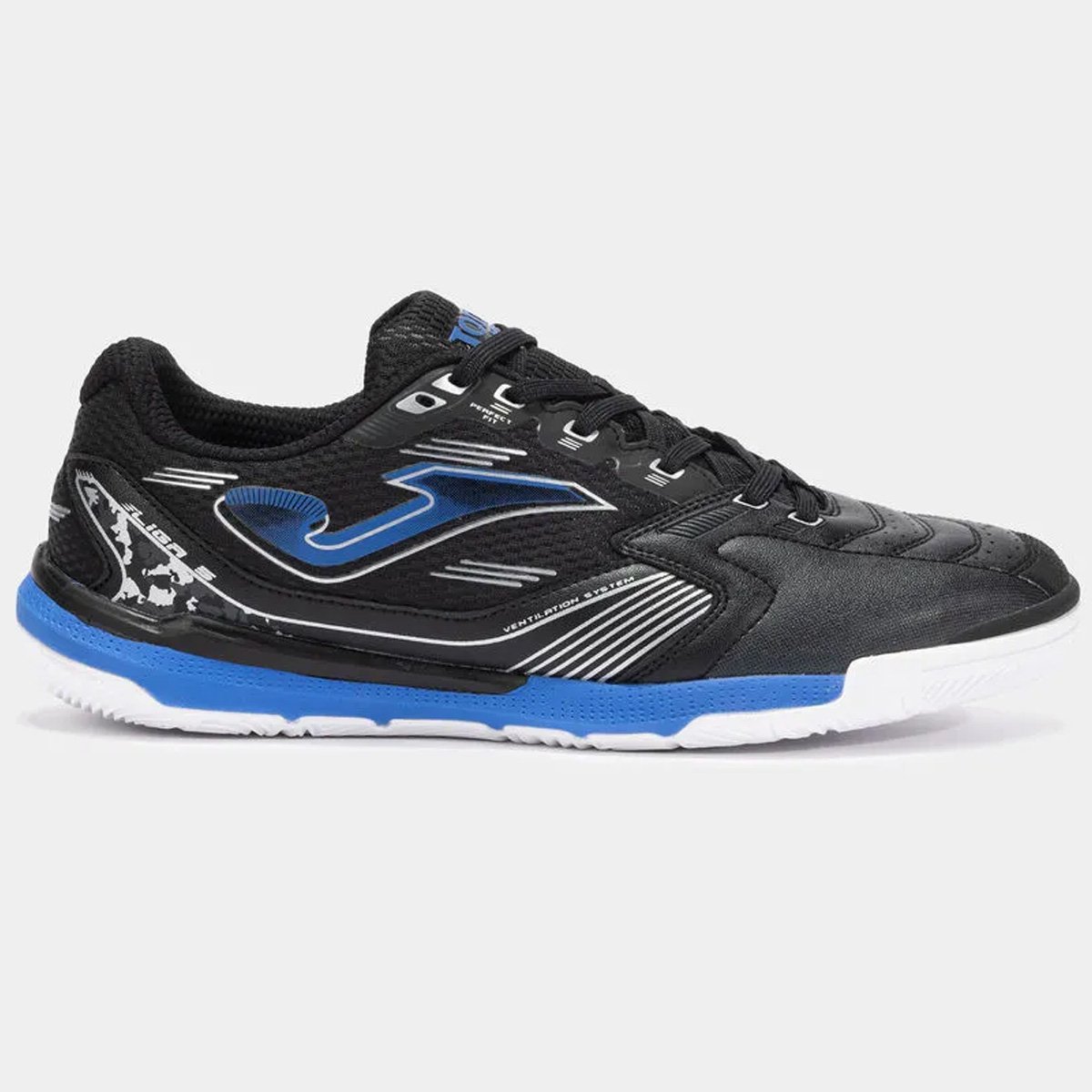 Chuteira Futsal Joma Liga 5 Unissex Preto Preto/Azul 1