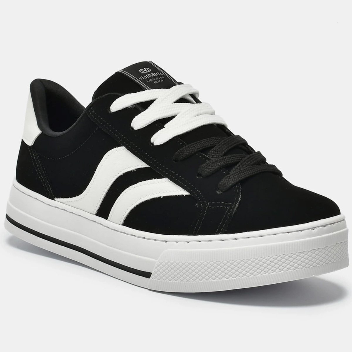Tenis Via Marte 027-032 Feminino Preto Preto/Branco 2
