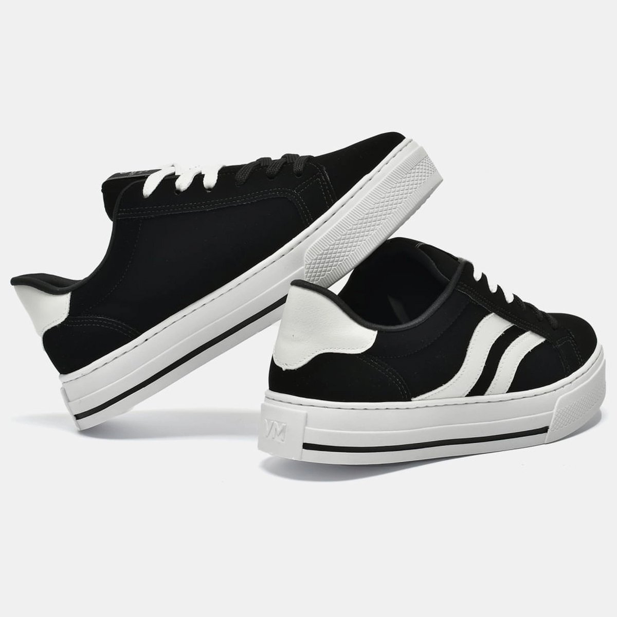 Tenis Via Marte 027-032 Feminino Preto Preto/Branco 3